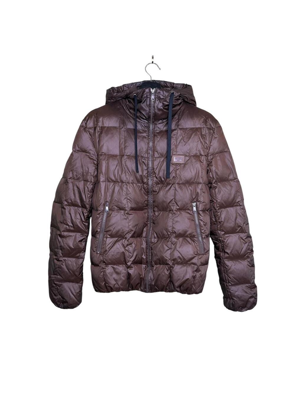 Dolce & Gabbana Goose Down Puffer Jacket Brown Hooded Size M